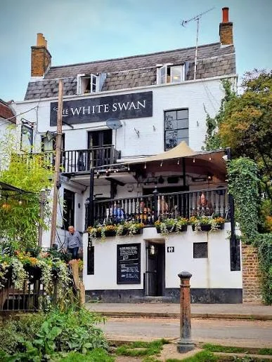 The White Swan pub terrace beside the river in Twickenham